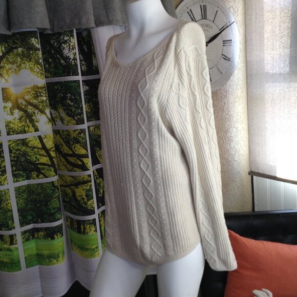 Jeanne Pierre XL Cotton/Chunky Fisherman's Knit, Eclectic Granny, Rolled neck - Picture 4 of 6